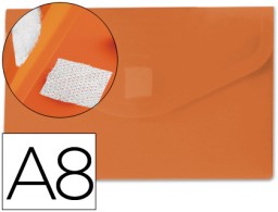 Carpeta sobre con broche Liderpapel A8 polipropileno naranja transparente Frosty